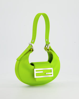 *HOT* Fendi Lime Green Satin Mini Cookie Hobo Bag with Silver Hardware