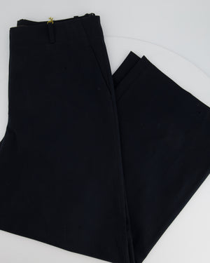 Loro Piana Navy Cotton Wide Leg Trousers Size IT 46 (UK 14)