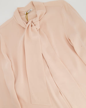 Loro Piana Light Pink Silk Shirt with Tie Neck Detail Size IT 48 ( UK 16)
