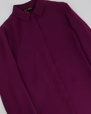 Loro Piana Burgundy Two-Tone Silk Tailored Shirt Size IT 46 (UK 14)