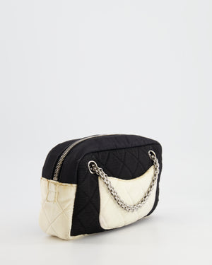 Chanel Black and White Canvas Camera Bag with Silver Hardware