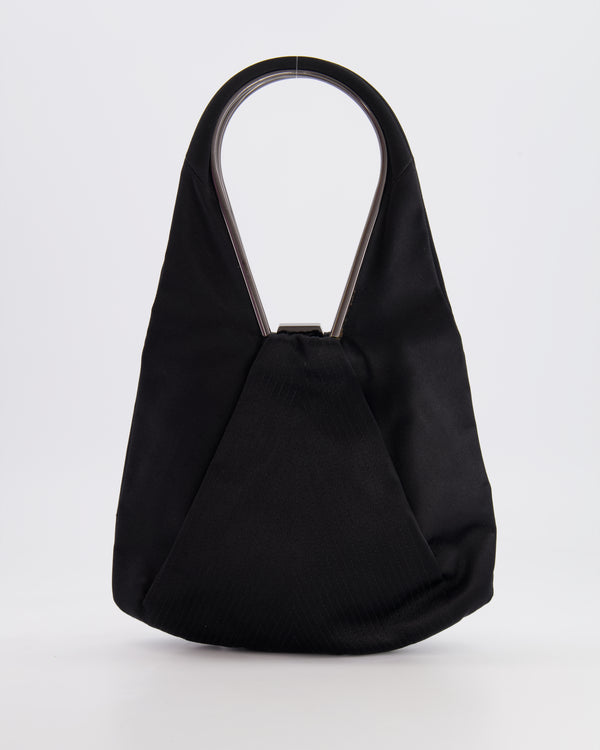 Salvatore Ferragamo Black Satin Top Handle Bag