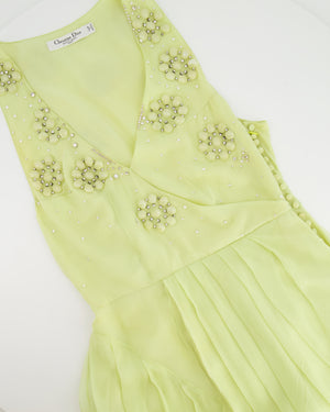 Christian Dior Lime Mini Flower Embellished Dress Size FR 36 (UK 8)