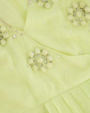 Christian Dior Lime Mini Flower Embellished Dress Size FR 36 (UK 8)