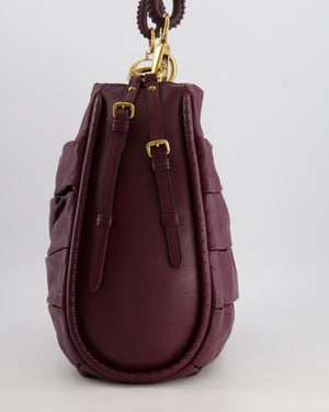 Christian Dior Vintage Burgundy Leather Shoulder Bag with Gold Hardware