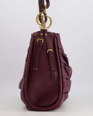 Christian Dior Vintage Burgundy Leather Shoulder Bag with Gold Hardware