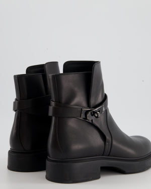 Hermès Black Veo Ankle Boot with PVD-Plated Kelly Buckle and Rubber Sole Size  EU 41.5