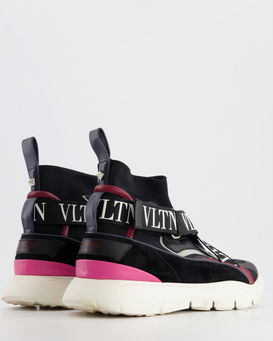 Valentino Black and Pink Knit VLTN Trainers Size EU 37.5