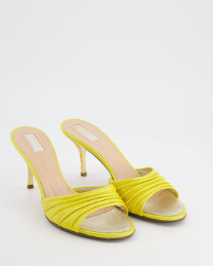Roberto Cavalli Yellow Leather Mules with Embellished Heel Size EU 38