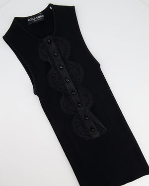 Dolce & Gabbana Black Tank Top with Lace Details Size IT 38 (UK 6)