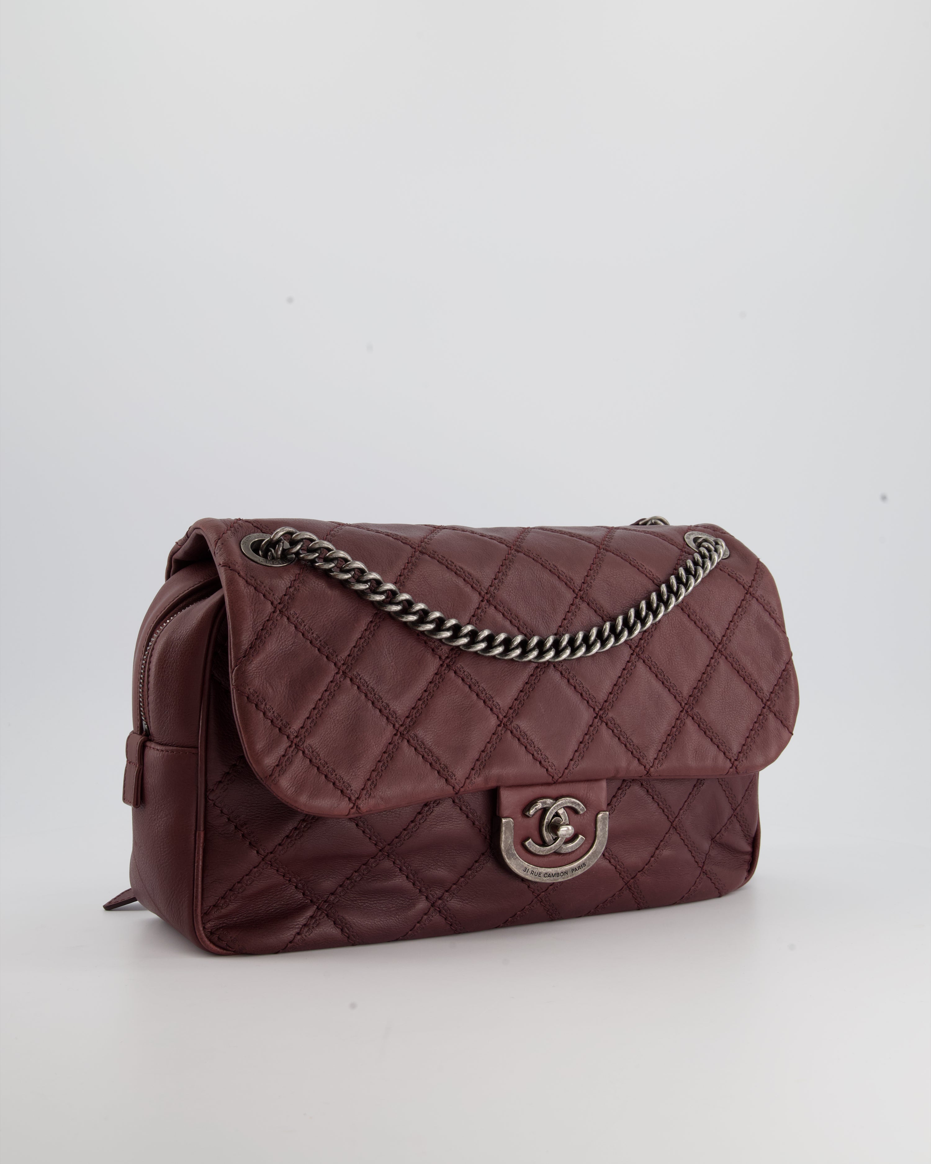 Chanel Red Shiny Calfskin  Quilted Goatskin Small Coco Curve Messenge