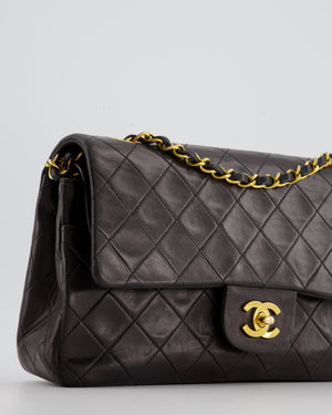 Chanel Vintage Espresso Classic Medium Double Flap in Lambskin with 24K Gold Hardware