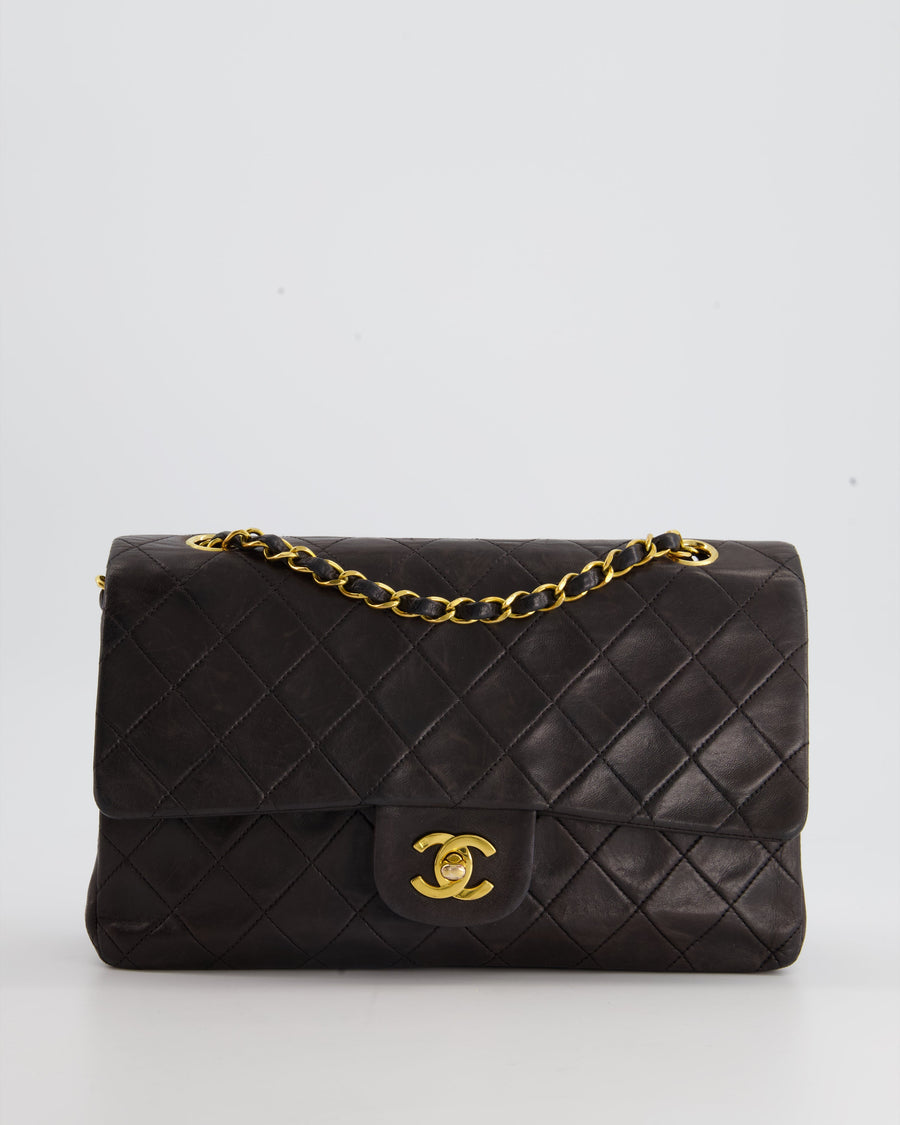 Chanel Vintage Espresso Classic Medium Double Flap in Lambskin with 24K Gold Hardware