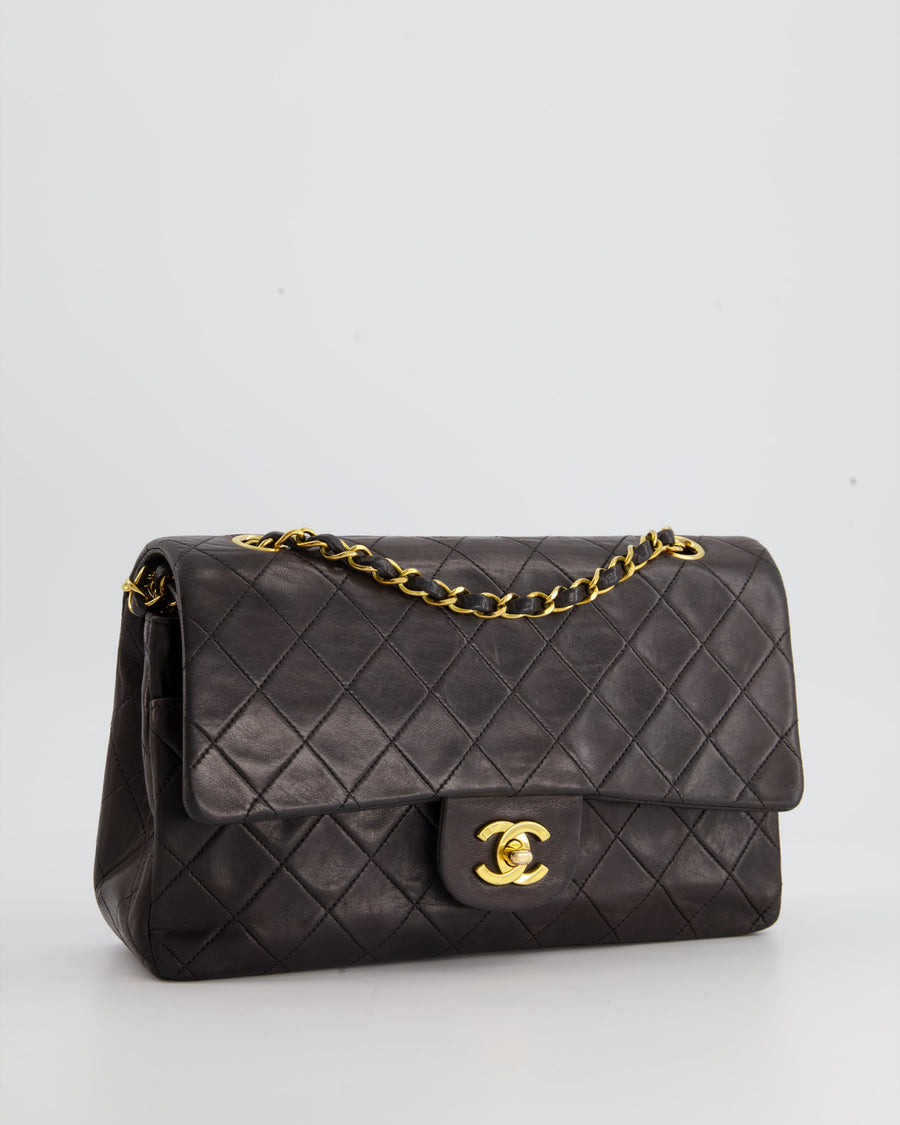 Chanel Vintage Espresso Classic Medium Double Flap in Lambskin with 24K Gold Hardware