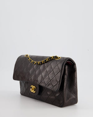 Chanel Vintage Espresso Classic Medium Double Flap in Lambskin with 24K Gold Hardware