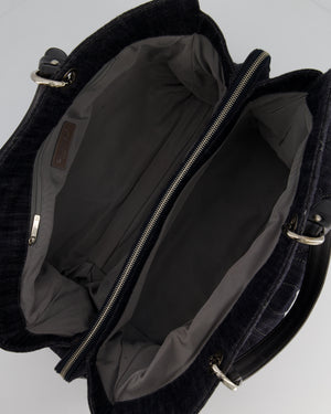 Chanel Dark Denim XL Canvas Tote Bag with Silver Hardware