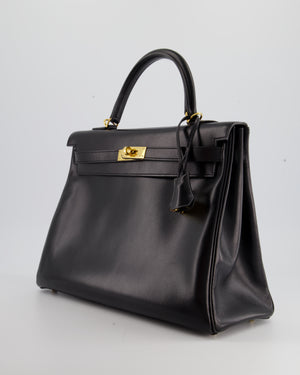Hermès Black Kelly Sellier 35cm in Box Leather with Gold Hardware