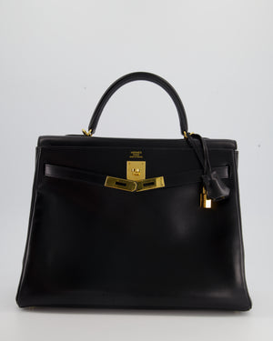 Hermès Black Kelly Sellier 35cm in Box Leather with Gold Hardware