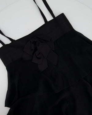 Chanel Black Silk Tiered Midi Dress with Bow Detail Size FR 38 (UK 10)