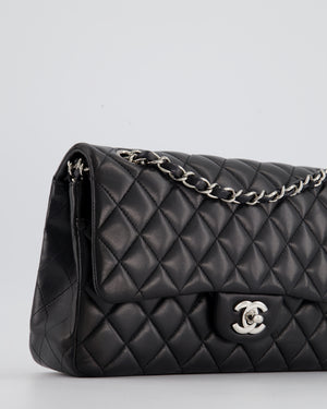 Chanel Black Medium Classic Double Flap Bag in Lambskin Leather and Silver Hardware RRP £8,530