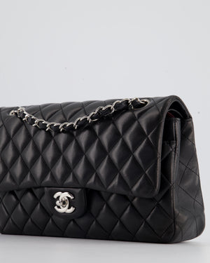 Chanel Black Medium Classic Double Flap Bag in Lambskin Leather and Silver Hardware RRP £8,530