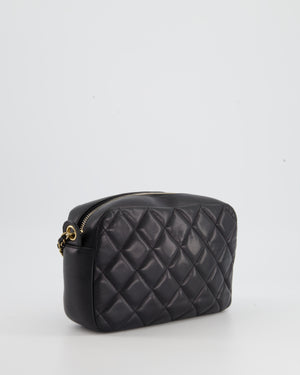 Chanel Black Quilted CC Lambskin Bag with Strap Detailing