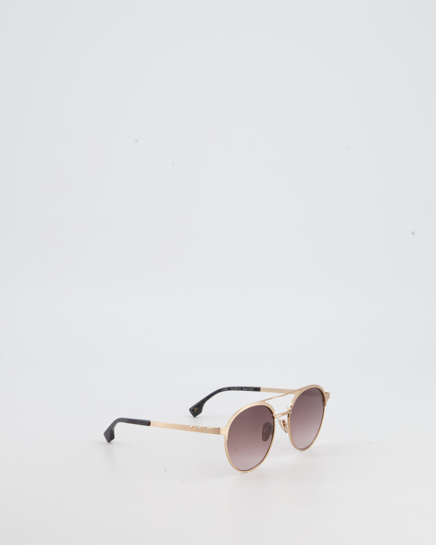 Jason Wu Rose Gold Round Sunglasses with Pearl Detail