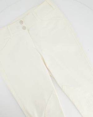 Hermès White Jodhpur Trousers with Coral Red Trim FR 38 (UK 10)