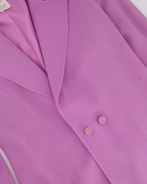 Chanel Vintage 97P Lilac Longline Blazer with CC Button Detail Size FR 38 (UK 10)
