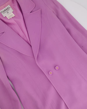 Chanel Vintage 97P Lilac Longline Blazer with CC Button Detail Size FR 38 (UK 10)
