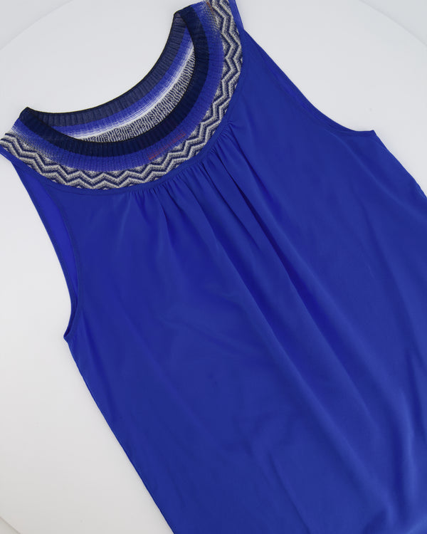 Missoni Electric Blue Silk Top with Collar Details Size IT 38 (UK 6)