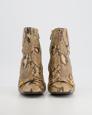 Christian Dior Beige Python Heeled Boots with Gold CD Logo Size EU 38.5