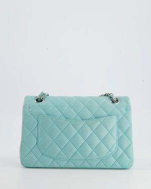 Chanel Tiffany Blue Small Classic Double Flap Bag in Lambskin Leather with Silver Hardware RRP £8,180