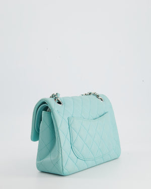 Chanel Tiffany Blue Small Classic Double Flap Bag in Lambskin Leather with Silver Hardware RRP £8,180