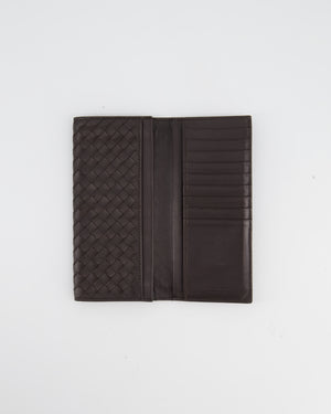 Bottega Veneta Dark Brown Intrecciato Leather Wallet