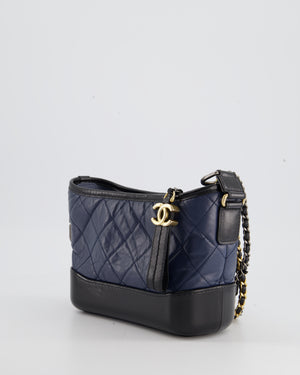 *FIRE PRICE* Chanel Blue & Black Small Gabrielle Bag in Lambskin Leather with Mixed Hardware
