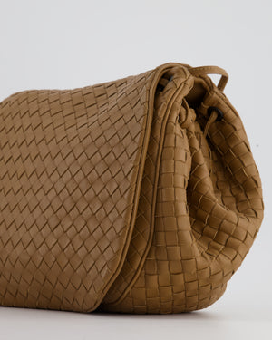 Bottega Brown Leather Intrecciato Shoulder Bag with Black Hardware