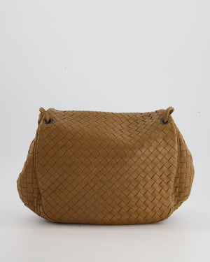 Bottega Brown Leather Intrecciato Shoulder Bag with Black Hardware