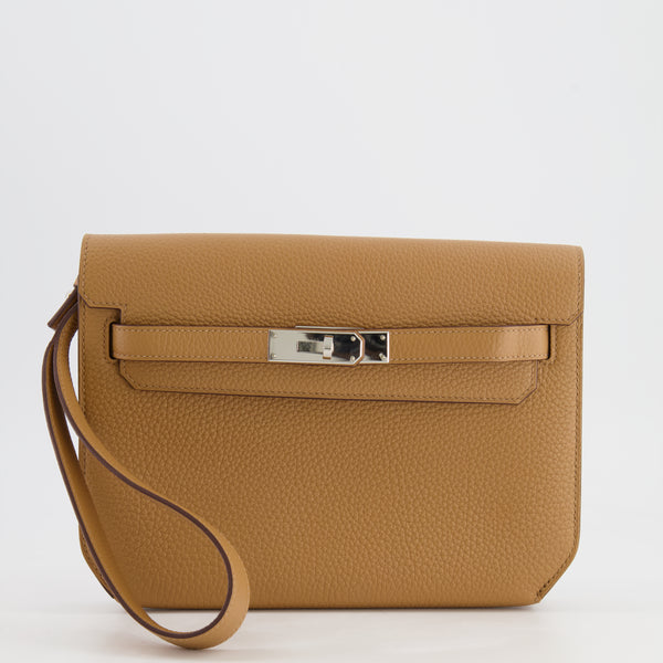 Hermès Kelly Depeches Pochette 25cm in Biscuit Togo Leather with