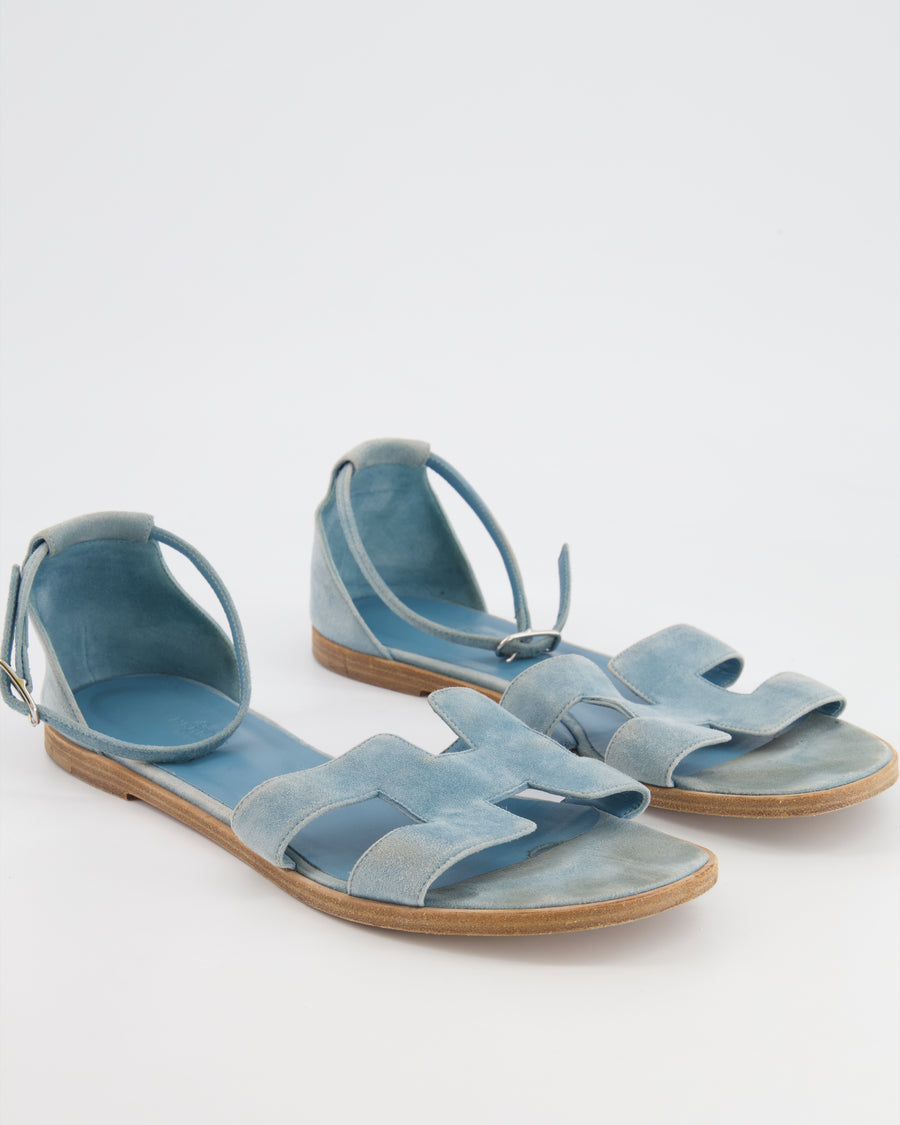 Hermès Blue Suede Santorini Sandal Size EU 40 RRP £570