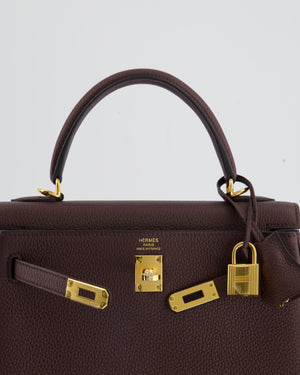 Hermès Kelly Retourne Bag 25cm in Rouge Sellier Togo Leather with Gold Hardware