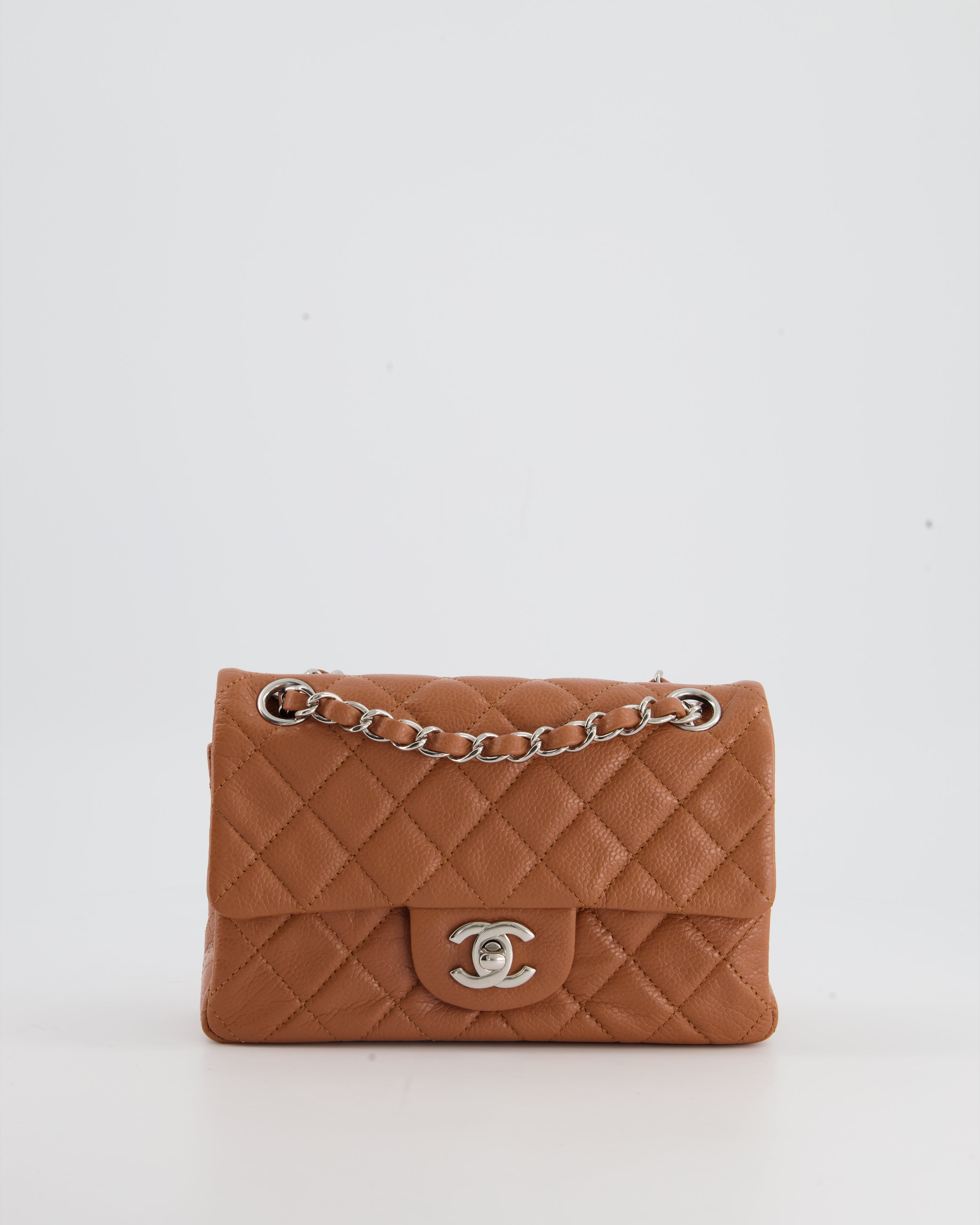 HOT* Chanel Caramel Mini Rectangular Bag in Caviar Leather with