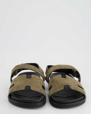 Hermès Dark Green Suede Takara Sandals Size EU 41