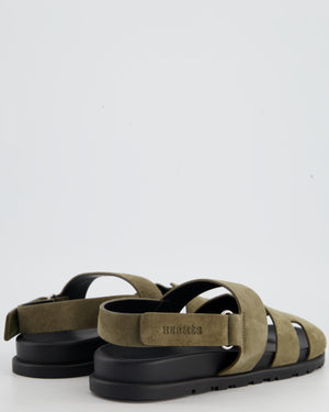 Hermès Dark Green Suede Takara Sandals Size EU 41