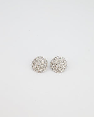 Alessandra Rich Silver Crystal Round Clip-On Earrings