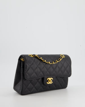 *RARE* Chanel Black Vintage Small Classic Double Flap Bag in Caviar Leather with 24K Gold Hardware