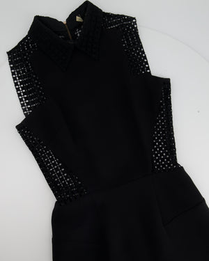 Victoria Beckham Black Midi Dress with Laser Cut Detail Size UK 6-8