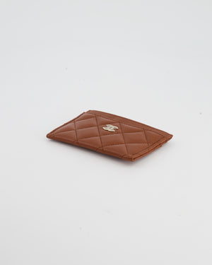 Chanel Brown Caviar Card Holder with Champagne Gold CC Logo
