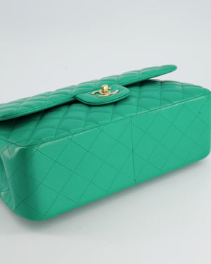*HOT* Chanel Emerald Green Jumbo Classic Double Flap Bag in Lambskin Leather with Brushed Gold Hardware RRP £9,240