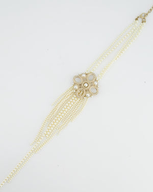 Chanel Choker Long Pearl Necklace with Antique Gold Pendant